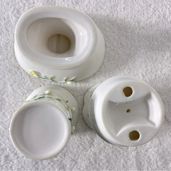 Vintage Ceramic Yellow Flower Bathroom Set Toothbrush Holder Cup Soap Dish - Picture 8 of 12